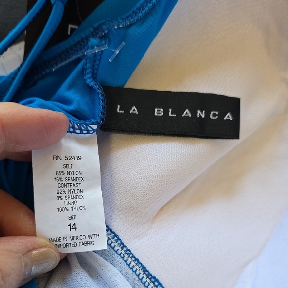 LA BLANCA Blue One Piece Swimsuit Adjustable Straps - Picture 9 of 10